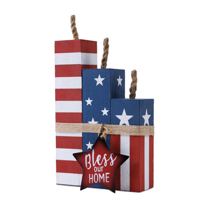 Rustic Americana Firecracker Block Set 14" Tall