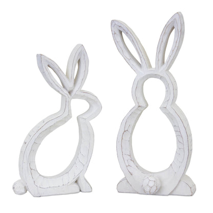 Set of 2 Carved Resin Stone Bunny Silhouettes